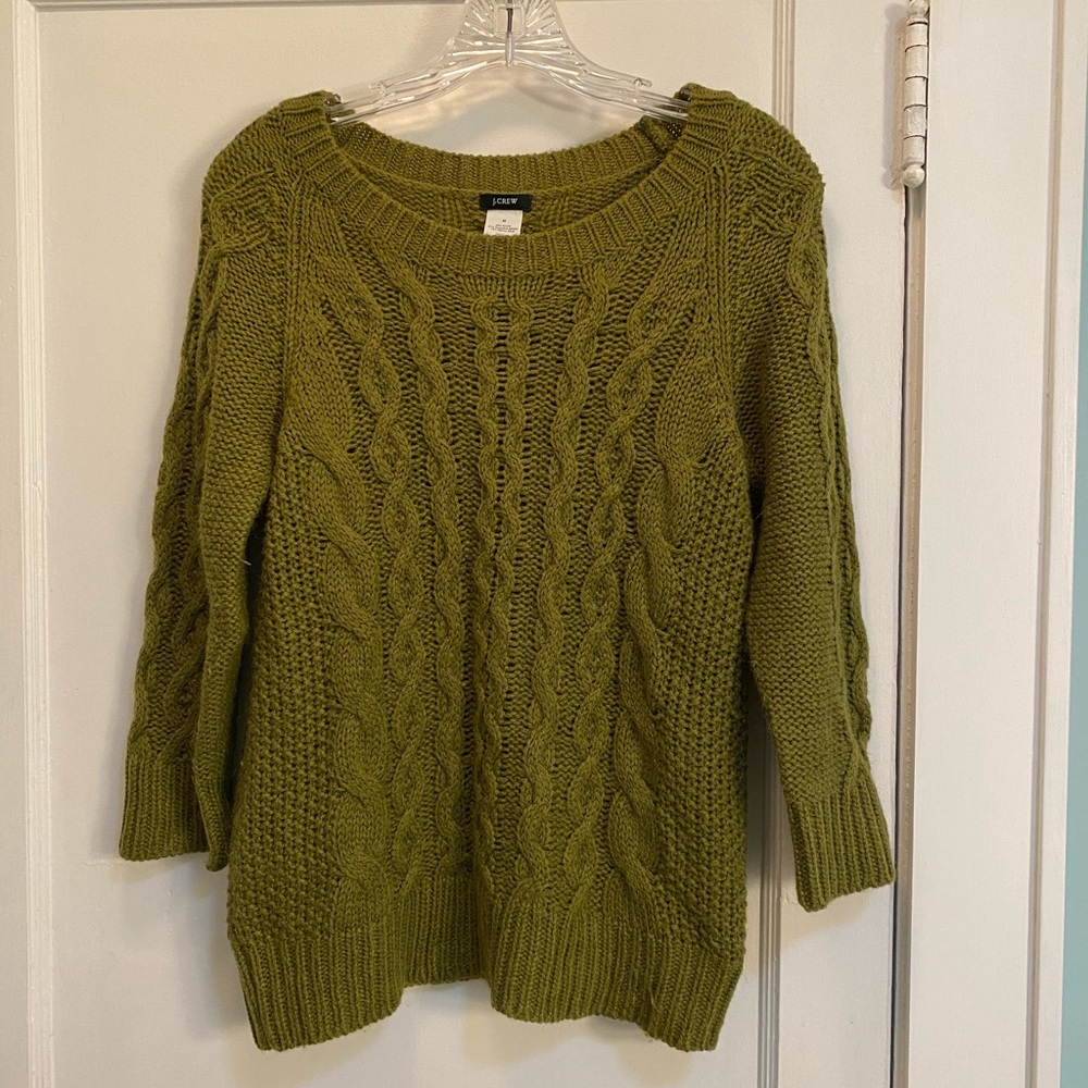 J. Crew Cable Knit Crew Neck Sweater